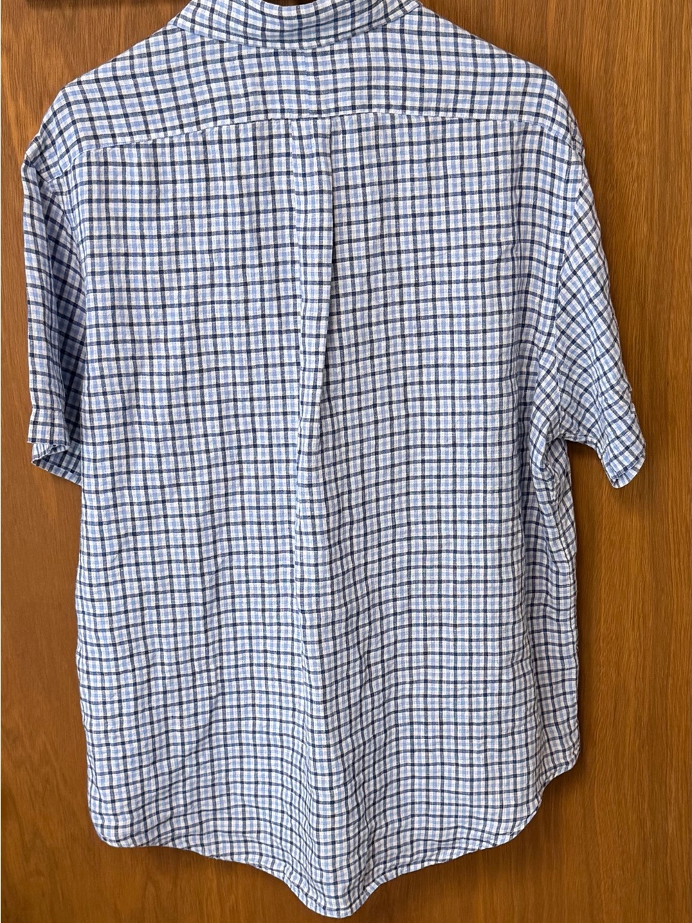 Ralph Lauren Men’s Blue & White Plaid Short-Sleeve Button-Down Shirt 100% Linen - Picture 5 of 5